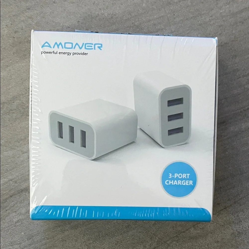 Amoner wall charger 3 port charger sealed new
